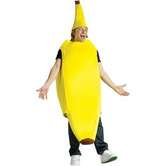 a man in a banana costume is dancing