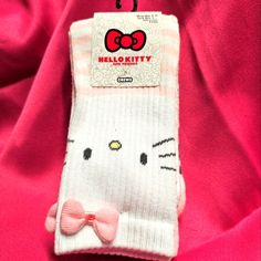 Sanrio Hello Kitty And Friends Crew Socks Includes 2 Pair From A Smoke-Free Environment Cute Cat Design Socks For Winter, Cute White Cat Design Socks, Cute Winter Socks With Cat Design, Cute Cat Design Winter Socks, Playful Fitted White Socks, Cute Cotton Socks, Sanrio Socks, Hello Kitty Socks, Sanrio Accessories