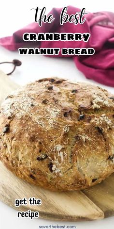 This No-Knead Cranberry Walnut Bread is the ultimate fresh-baked holiday loaf, perfect with a slathering of creamy butter on Christmas morning. It’s an easy, three-hour rise, no-knead bread recipe that is a holiday family favorite. Holiday Loaf, Best Homemade Bread Recipe, Roasted Walnuts, No Rise Bread, Knead Bread