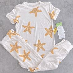 Nwt Silkberry Bamboo Toddler Starfish Pajamas Ocean Themed! Playful Orange Sleepwear For Sleepovers, Playful Orange Sleepwear For Loungewear, Playful White Sleepwear For Beach, Dinosaur Pajamas, Pink Nightgown, Long Johns Pajamas, Girls Pjs, Toddler Stuff, Men's Robes