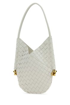 White Nappa Leather Small Solstice Shoulder Bag from Bottega Veneta Elegant Woven Leather Pouch Bag, Formal Pouch Shoulder Bag In Woven Leather, Formal Woven Leather Pouch Shoulder Bag, Designer Woven Leather Office Bag, Office Shoulder Bag In Woven Leather, Office Shoulder Bag With Woven Leather, Woven Leather Top Handle Bag For Office, Elegant Woven Leather Bag, Elegant Woven Leather Bucket Bag For Evening