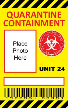 a yellow and black hazard sign with the words quaranine containment