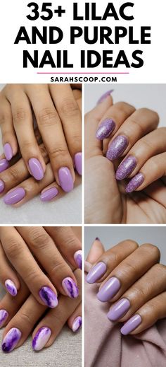 These beautiful lilac and purple nail ideas will definitely turn heads. There's sure to be a style to fit every preference. Let your nails do the talking with these stunning shades of purple! 💅💜 #nails #nailart #manicure Homecoming Nails Acrylic Purple, Lilac Nails Design Short, Purple And Gold Short Nails, Simple Dipped Nails, Lilac Gel Nail Designs, Pink To Purple Ombre Nails, Purple Pink Nails Designs, Lilac Nails Ideas, Purple Sns Nails