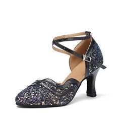 Women's Sparkling Glitter 8cm Heels Closed Toe Ballroom Dance Shoes Modern Shoes Black Professional Sandals, Heels Closed Toe, Cold Weather Shoes, Ballroom Shoes, Ballroom Dance Shoes, Cuban Heels, Modern Shoes, Glitter Heels, Sparkles Glitter