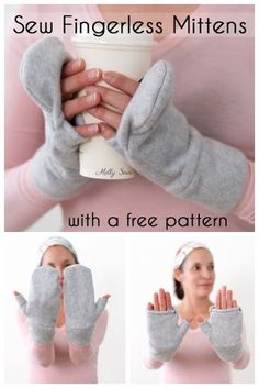 the instructions for how to make fingerless mittens with a free pattern are shown