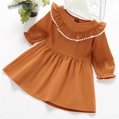 Ginger Dress For Toddler Girl Dress For Toddler Girl, Cute Outfits Fall, Thanksgiving Baby Outfits, Kids Clothes Diy, Stretch Dresses, Solid Dress Casual, Party Gown Dress, Ginger Dress