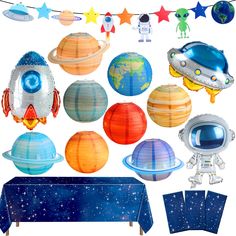 an image of outer space party decorations