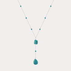 Indulge in the elegant simplicity of our Turquoise Cascade Y Necklace, a captivating piece that exudes both charm and sophistication. This necklace is crafted from 925 Sterling Silver and features a delicate Y-shaped design, adorned with vibrant turquoise stones that add a pop of color and a touch of natural beauty. The necklace showcases a striking turquoise nugget and a teardrop pendant, each one highlighting the stone’s unique veining and rich blue-green hues. Let this necklace be the finishi Everyday Wear Jewelry, Astrology Jewelry, Astrology Necklace, Moon And Star Ring, Moon And Star Earrings, Nature Earrings, Nature Necklace, Jewelry Lockets, Evil Eye Earrings