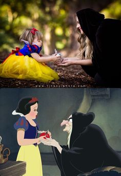 there are two different pictures one has a princess and the other is snow white