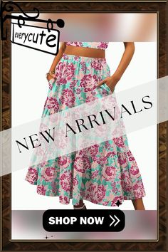 Fuchsia Floral Print Pocketed Maxi Skirt Flared Pink Maxi Skirt With Floral Print, Pink Flared Maxi Skirt With Floral Print, Pink Floral Print Maxi Skirt For Vacation, Pink Floral Print Full Skirt Bottoms, Pink Floral Print Full Skirt, Pink Flared Maxi Skirt For Vacation, Pink Midi Skirt For Vacation, Pink Full Maxi Skirt For Summer, Petticoat