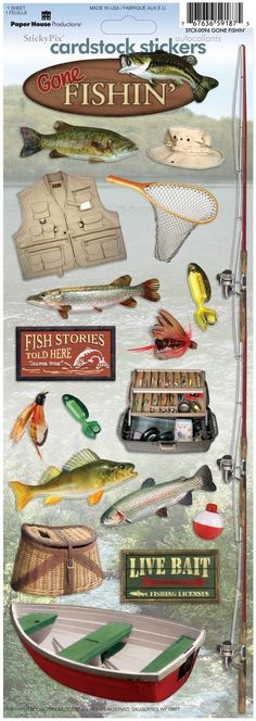 gone fishin' cardstock stickers New York Scrapbooking, Paper House, Planner Sheets, Disney Scrapbook, Gone Fishing, Fishing Humor, Scrapbooking Embellishments, Scrapbooking Paper, Arts And Crafts Supplies