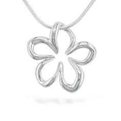 Sterling Silver Floating Plumeria Pendant. 18" Sterling Silver Chain included. The pendant measures approximately 1 1/8" in width.