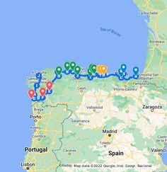 a map that shows the locations of many different places in portugal and where they are located