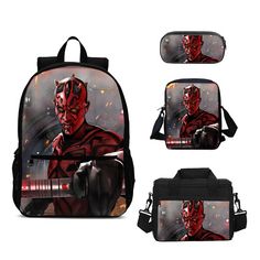 Darth Maul Backpack Set Kids Schoolbag Lunch Box Crossbody Bag Pencil Bag Gift#3  | eBay Student Backpack With Mobile Phone Bag And Rectangular Shape, Back To School Mobile Phone Bag, Portable Pouch Bags For Back To School, Back To School Shoulder Bag With Mobile Phone Holder, Back To School Shoulder Bag With Mobile Phone Pocket, Back To School Portable Satchel Shoulder Bag, Rectangular Mobile Phone Bag For Students, Rectangular School Bag For Back To School, Back To School Rectangular Bag