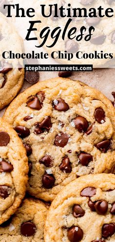 the ultimate eggless chocolate chip cookies are made with only 3 ingredients, and they're so good to eat