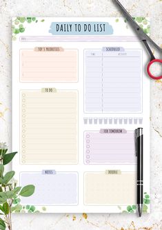 Daily to-do list template comes in floral style and helps you organize your task listyour top prioritiesyour notes and sketchesDownload printable PDF and start working start today. Daily To Do List Template, Planer Organisation, Template Journal, Agenda Filofax, List Aesthetic, Note Printable, To Do List Template, To Do List Notebook, To Do Planner