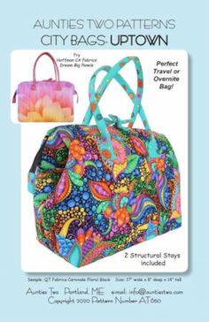 an advertisement for the purses and handbags in this pattern is very colorful, but it