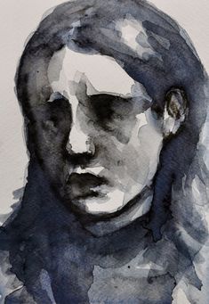 a watercolor painting of a woman's face