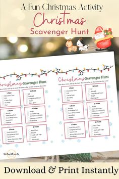 a printable christmas scavenger hunt for kids