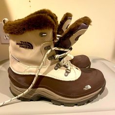 Very Lightly Used W Faux Fur Trim. Waterproof With Primaloft The North Face Waterproof Round Toe Boots, Waterproof Round Toe Boots By The North Face, Insulated Waterproof Boots With Synthetic Material And Round Toe, Brown Synthetic Waterproof Boots, The North Face Leather Boots With Round Toe, The North Face Winter Outdoor Boots, Casual The North Face Boots With Round Toe, Casual Round Toe Boots By The North Face, Brown Synthetic Waterproof Boots With Round Toe