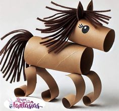 the paper horse is made to look like it has long hair