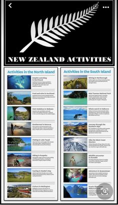 an advertisement for the new zealand activities