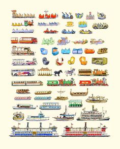 a large collection of different types of boats and ships