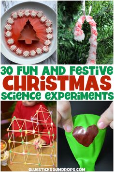 christmas science experiments and activities for kids to do in the holiday season, including crafts