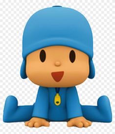 an animal crossing character sitting on the ground wearing a blue outfit and hat, transparent background