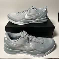 Nike Kobe 8 Protro Wolf Grey White Basketball Shoes Hf9550-002 Mens Size 14 Brand New With Box. Nike Low-top Basketball Shoes With Textured Sole, Gray Running Shoes With Perforated Toe Box, Kobe 8, Nike Sneakers Mens, White Basketball, White Basketball Shoes, Nike Sneakers, Shoes Nike, Men's Nike