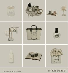 several different types of personal care items arranged in four separate squares with the words c showcase on them