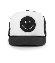 Style: Smiley Patch Kids Foam Trucker Kids will have fun in the sun in this cute trucker. Chenille patch for the cool kids. Can't help but be happy all day with this one. Description: 5 Panel Foam Mesh Back Trucker, Pro Style Fits ages 2 and above 100% Poly Foam Front, 100% Nylon Back Mickey Hands, Lifeguard Hat, Tommy Hilfiger Fashion, Winter Embroidery, Chenille Patch, Toddler Accessories, Woodland Camo, Hat Embroidery, Boy Hat