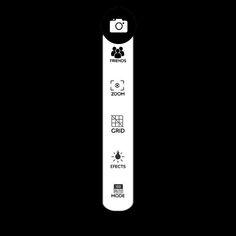 a close up of a white remote control on a black background with icons and symbols