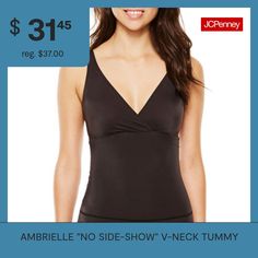 Contour your curves with Ambrielle women's no "Side Show" v-neck camisole. This tag-free shapewear is made from breathable stretch fabric for extra tummy control and offers firm support and an overall smoothing look around the waist.Features: Side Smoothing, Comfort Straps, Silicone Grips, Tag FreeConcerns: Torso + Back, Waist, Tummy SolutionsSupport: Firm SupportFiber Content: 82% Nylon, 18% SpandexFabric Description: ElastaneCare: Line Dry, Hand WashCountry of Origin: Imported Bra-friendly Fitted V-neck Tank Top, Fitted V-neck Top With Medium Bust Support, V-neck Swimwear With Built-in Bra And Shapewear Style, Stretch Sleeveless Tankini With Medium Bust Support, Sleeveless Stretch Tankini With Medium Bust Support, Bra Friendly Fitted V-neck Tank Top, Seamless V-neck Shapewear Swimwear, Fitted V-neck Bra Friendly Tank Top, Shaping Tops For Summer