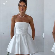 Brand New With Tags Purchased For $240 Including Shipping & Duties Only Selling Because I Chose A Different Dress For My Engagement Photos! Fits Like An Xs/S The Dress Of The Season Has Landed And You're Going To Be Obsessed. Meet Katrina, Our Dreamy Mini With A Pretty, Voluminous Skirt And Waist Cinching Bodice. Fastening With A Zip To The Back, An Oversized Bow Completes The Look For Perfect Feminine Drama. Colour: Ivory. Premium Non-Stretch Cotton. Strapless Ruched Bodice With Boning. Waist Cinching. Oversized Tie Bow Detail To Back. Voluminous Skirt With Tulle Lining. Zip Fastening To The Reverse. Mini Length. Model Is An Xs And Is Wearing An Xs. Flirty White Mini Dress With Boned Bodice, White Overbust Mini Dress With Boned Bodice, White Strapless Mini Dress With Ruched Bodice, White Strapless Mini Dress With Lined Bodice, White A-line Mini Dress With Boned Bodice, Formal Fits, Homecoming Dresses Corset, Bowknot Dress, Second Dress