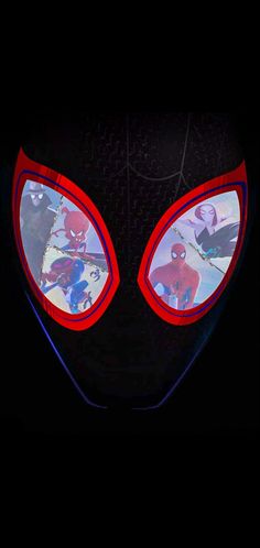 the spider - man mask is shown in red and blue