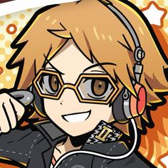 an anime character wearing headphones and glasses