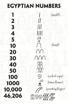 an egyptian number line with numbers and symbols in the bottom left hand corner, as well as