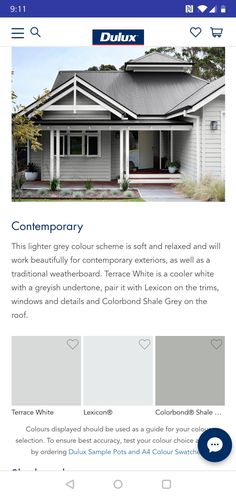 the exterior color scheme for this house is gray and has white trim, with blue accents