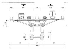 the drawing shows an overhead view of a table with three chairs and two trucks on it