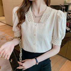 Chiffon Dress Pattern, Long Blouse Designs, Cotton Night Dress, Korean Blouse, Ladies Chiffon Shirts, Simple Kurta Designs, Lace Trim Blouse, Women Blouses Fashion, White Clothing