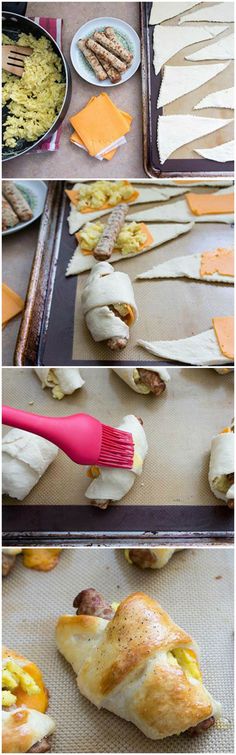 there are many different pictures of food being made on the baking sheet and then baked