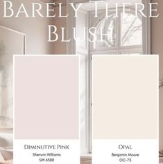 two different shades of pink paint with the words barely there blush