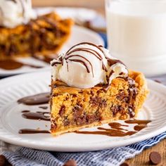 a slice of chocolate chip pie on a plate