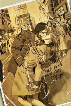 an image of a man kissing a woman in the street