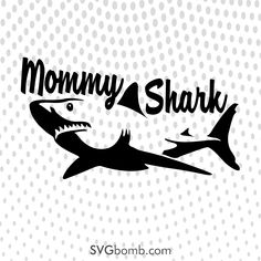 the mommy shark logo is shown in black and white