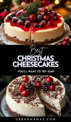 Christmas Cheesecake Ideas to WOW Your Guests Awesome Christmas Desserts, Christmas Cheesecake Flavors, Best Desserts For Christmas, Decorate Cheesecake Ideas, Cheesecake Christmas Holiday Desserts, Christmas Dessert Ideas Fancy, Christmas Cheesecake Ideas, Best Christmas Dessert Recipes, Christmas Cheesecake Decoration