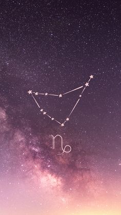 the zodiac sign sagith is in the night sky with stars and clouds above it