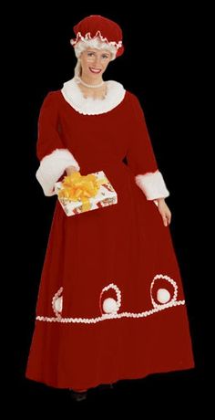 Mrs. Santa Christmas Costume - Adult Small Mrs Claus Costume, Long Velvet Dress, Trendy Christmas Outfits, Dress Trims, Santa Costume, Red Velvet Dress, Christmas Costume, Mrs Claus, Better Half