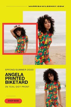 Discover the 'Angela Printed Biketard in Teal Dot Print' from the MARRISA WILSON Spring/Summer 2023 Collection, designed for anyone who dares to break out of the the box. For the bold, the fearless, the rule breakers and the trendsetters, the standouts who don’t want to fit in and have a personality that could never be confined. For you. From us. MARRISA WILSON New York. #WearYourSoul 💛 Summer Outfit | Beach Lifestyle | Printed Bodysuit | Vacation Aesthetic | Carefree Women Fitted Graphic Print Swimwear For Spring, Trendy Fitted Graphic Print Swimwear, Trendy Fitted Swimwear With Graphic Print, Multicolor Graphic Print Swimwear For Spring, Bold Multicolor Fitted Swimwear, Summer Outfit Beach, Vacation Aesthetic, Summer Beach Outfit, Spring Summer 2023